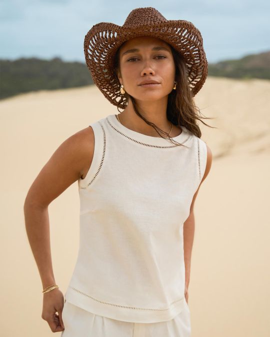 Perry Linen Embroidery Top