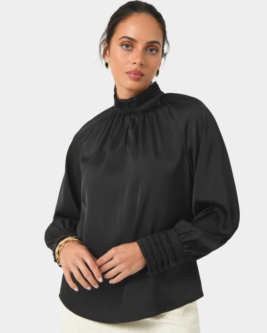 Anna Pleated Satin Blouse