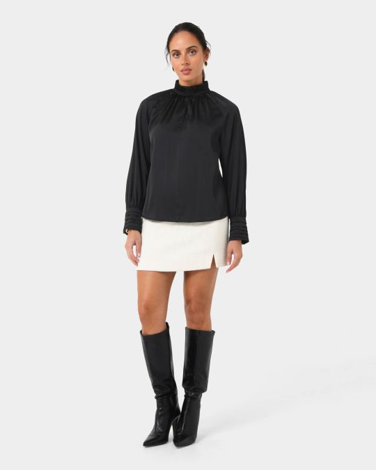 Anna Pleated Satin Blouse