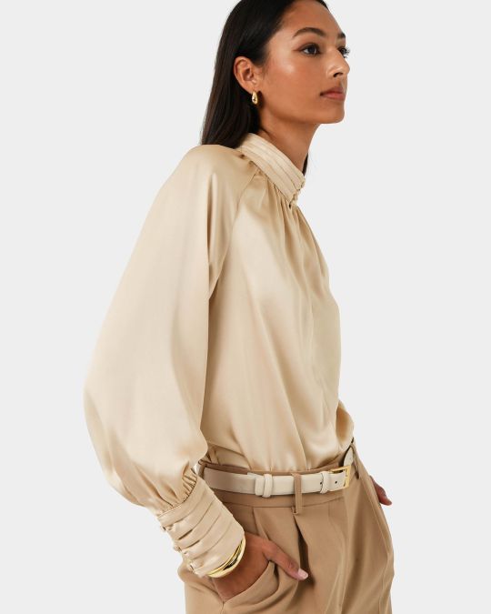 Anna Pleated Satin Blouse
