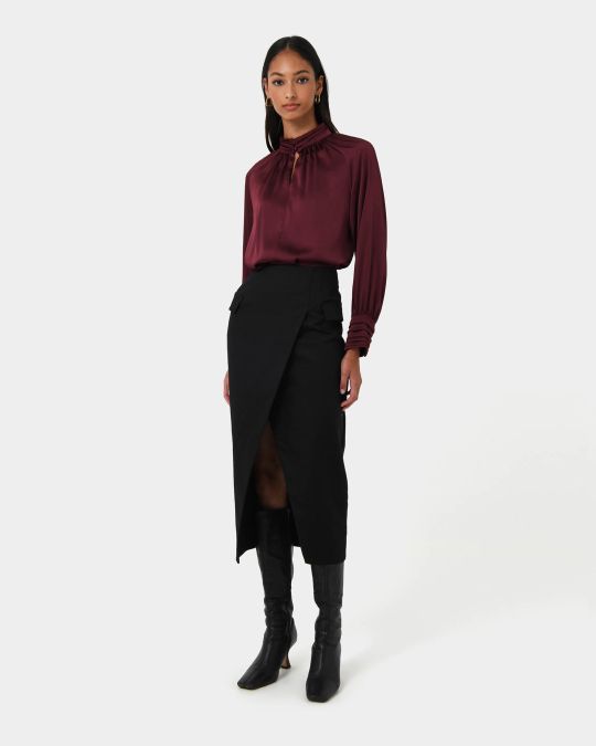 Anna Pleated Satin Blouse