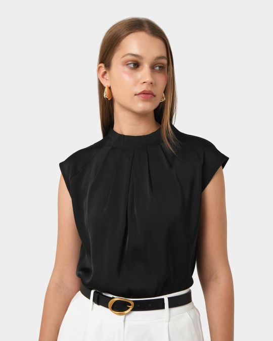 Kiar Pleated Satin Top
