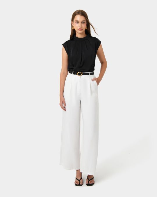 Kiar Pleated Satin Top