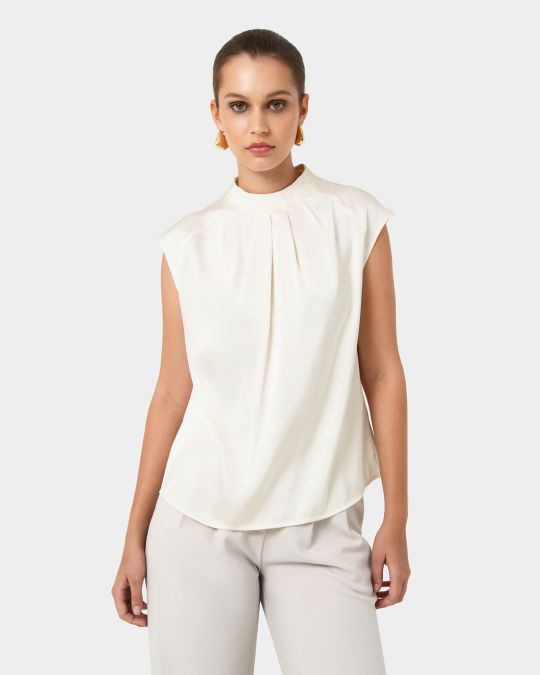 Kiar Pleated Satin Top