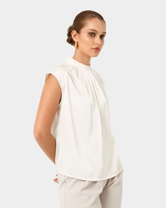 Kiar Pleated Satin Top