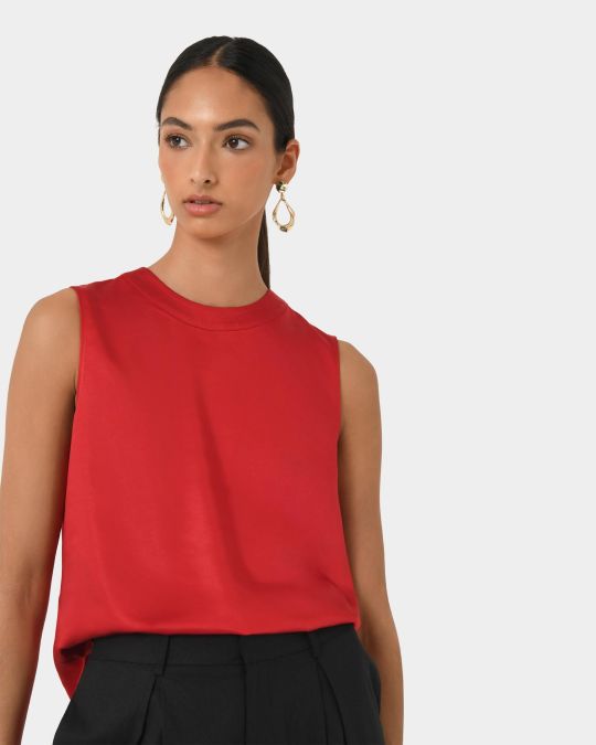 Louisa Round Neck Satin Top