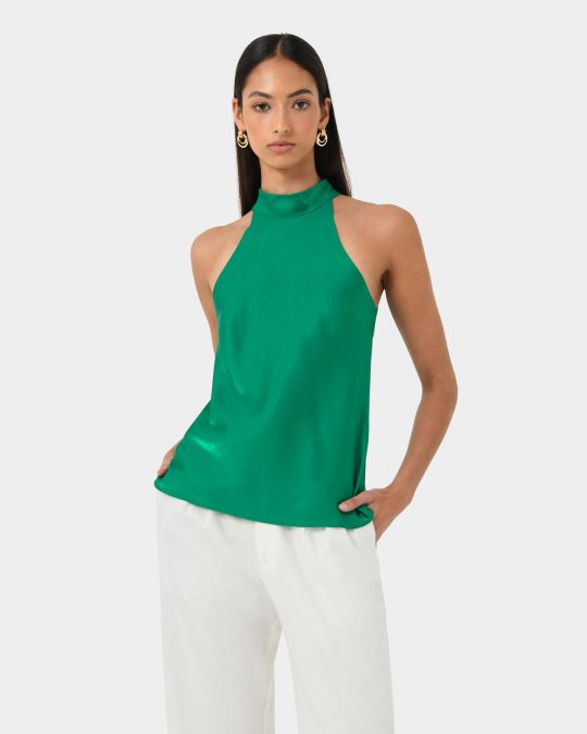 Leana Satin Bias Tie Top