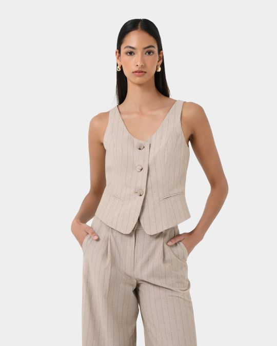 Ria Stripe Cotton Blend Vest