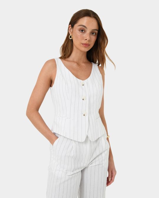 Ria Stripe Cotton Blend Vest