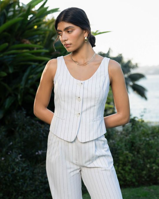 Ria Stripe Cotton Blend Vest