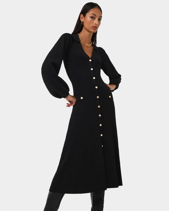 Lara Collar Midi Knit Dress