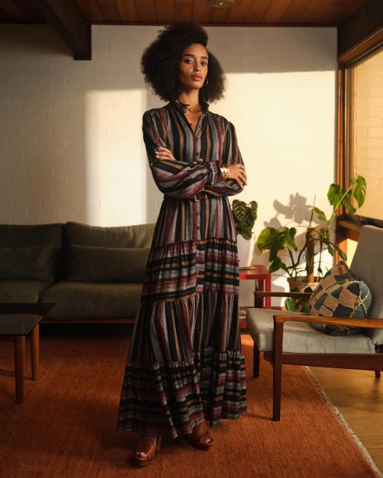 Roxana Linen Tiered Maxi Dress