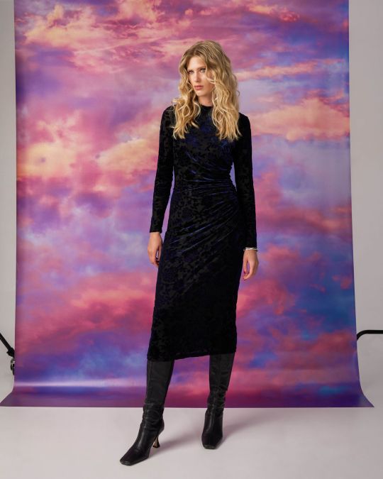 Sapphire Velvet Burnout Dress