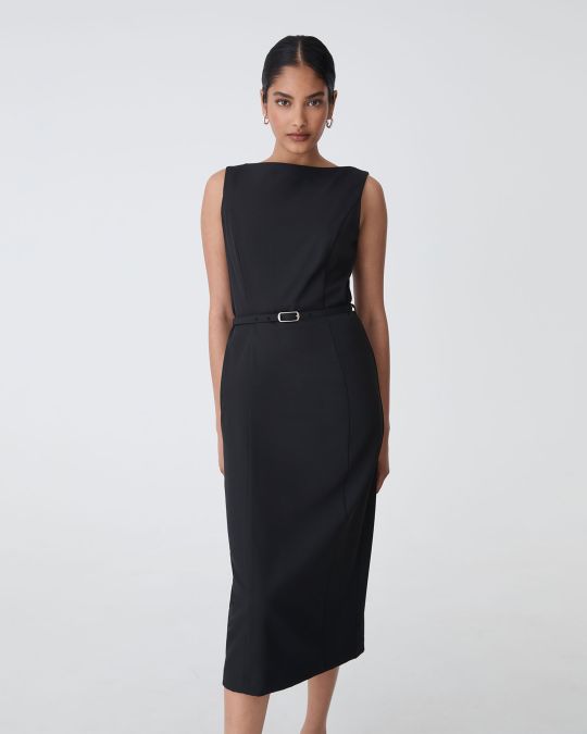formal work dresses for women Flattering A-Line Midi Dress – Waist-Defining Silhouette for Women – ZoeAura