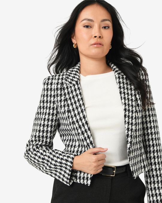 Bennet Houndstooth Crop Blazer