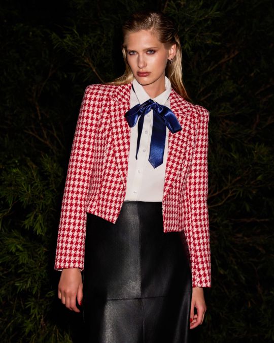 Bennet Houndstooth Crop Blazer