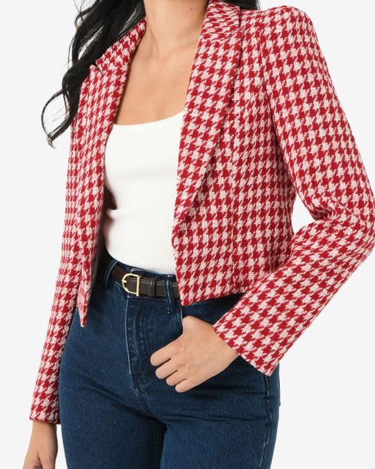 Bennet Houndstooth Crop Blazer
