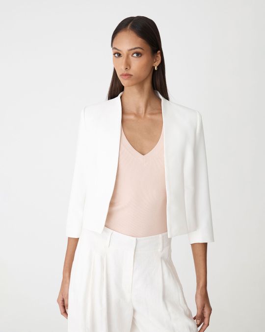 Nikki Collarless Cropped Jacket | Ivory | Forcast AU
