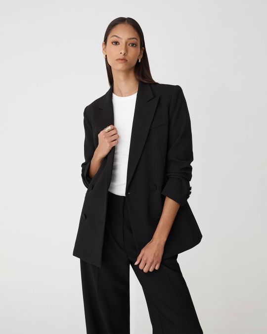 Nikki Collarless Cropped Jacket | Black | Forcast AU