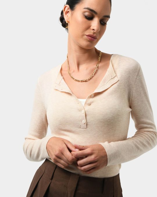 Henley Merino Button Up Knit