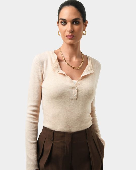 Henley Merino Button Up Knit