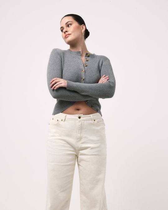 Abaya Button Crop Knit