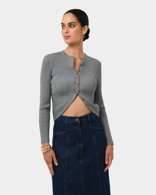 Abaya Button Crop Knit