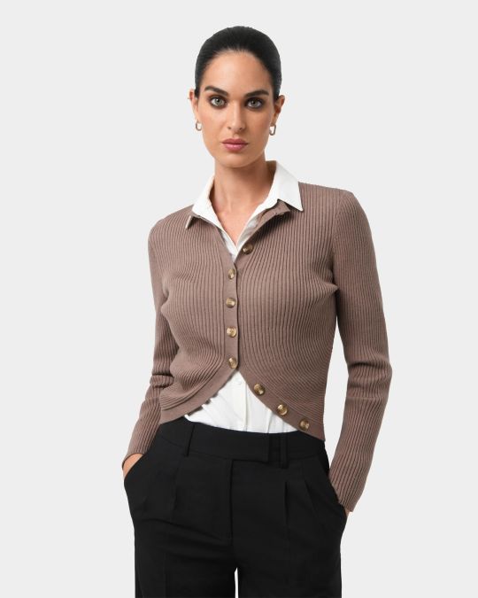 Abaya Button Crop Knit