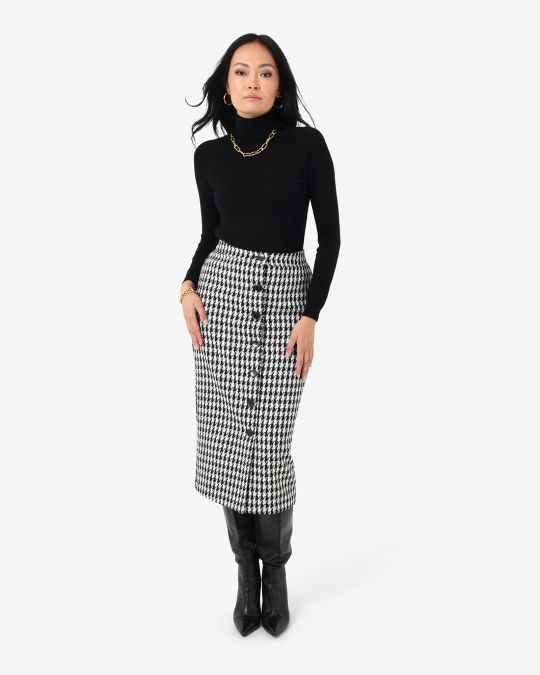 Bennet Houndstooth Midi Skirt