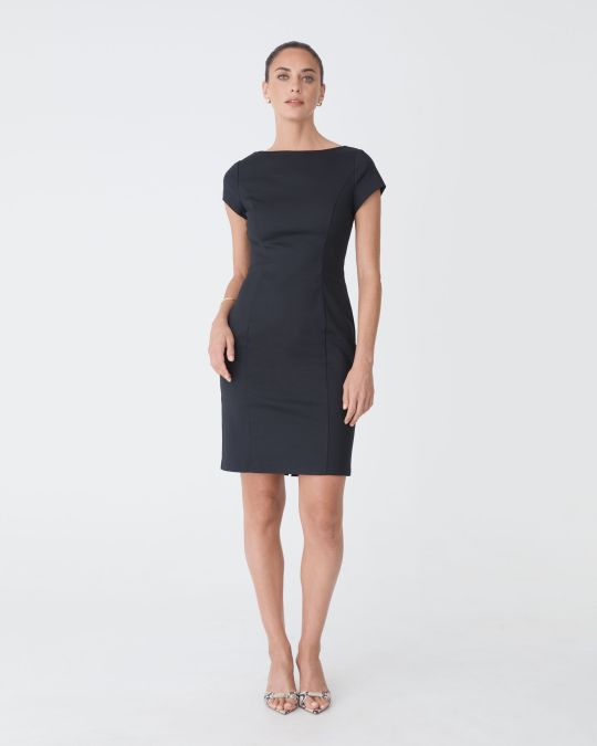 green emerald velvet dress Contrast Color Block Bodycon Fitted Business Dress – Verkadi main image 0