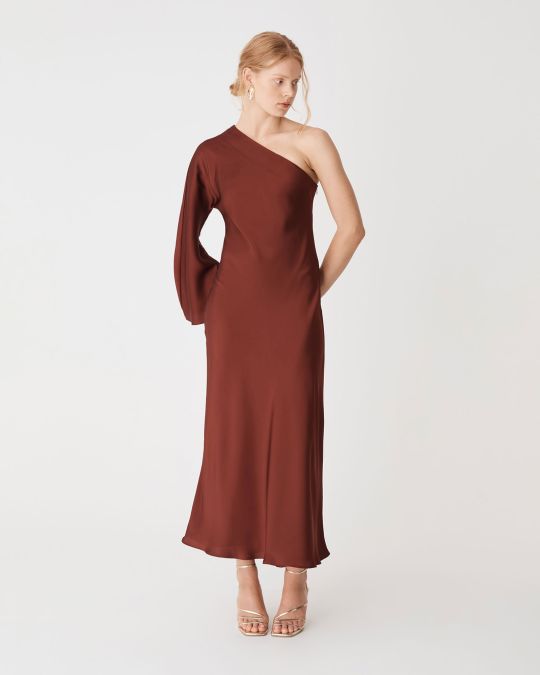 green emerald velvet dress ILENE Draped Satin Fitted Gown main image 1