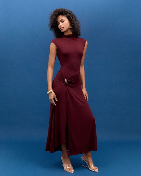 cotton halter dress Hadley in Organic | Emerald Lala Mini Dress - Style:Coffee Hoodie + Red Innerwear 326 neck Sleeveless Invisible side