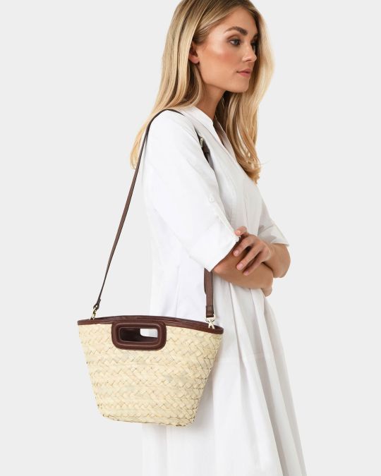 Rome Leather Palm Leaf Bag S