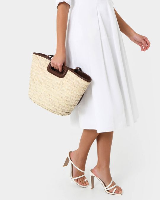 Rome Leather Palm Leaf Bag L