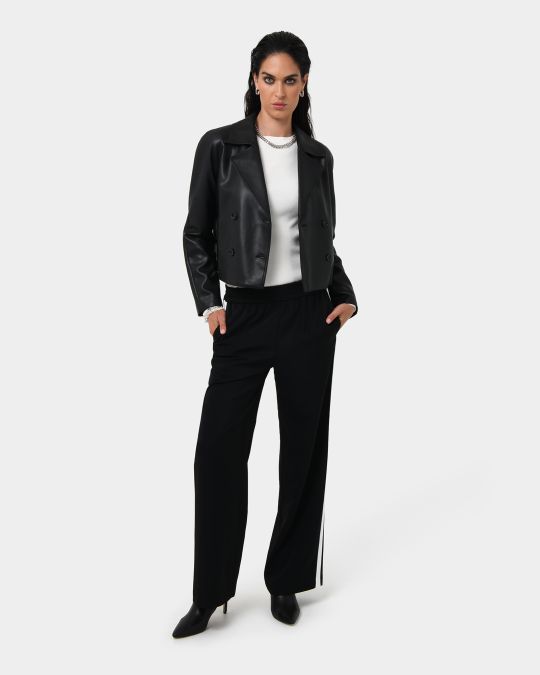 Kim Cropped Pu Leather Jacket