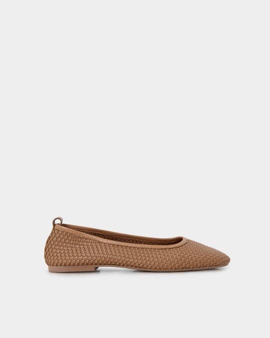 Halina Leather Weave Flat