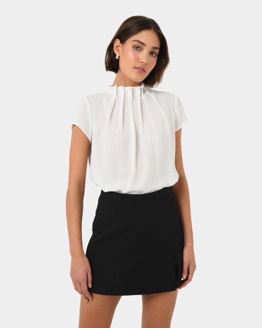 Olivia Pleated High Neck Top