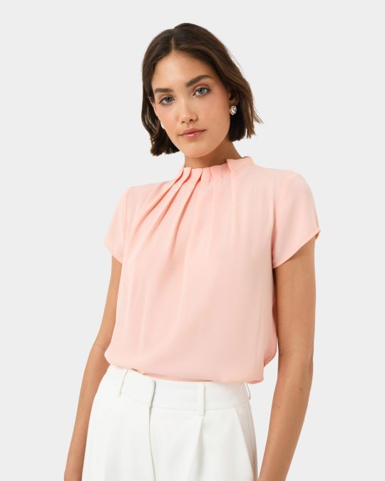 Olivia Pleated High Neck Top