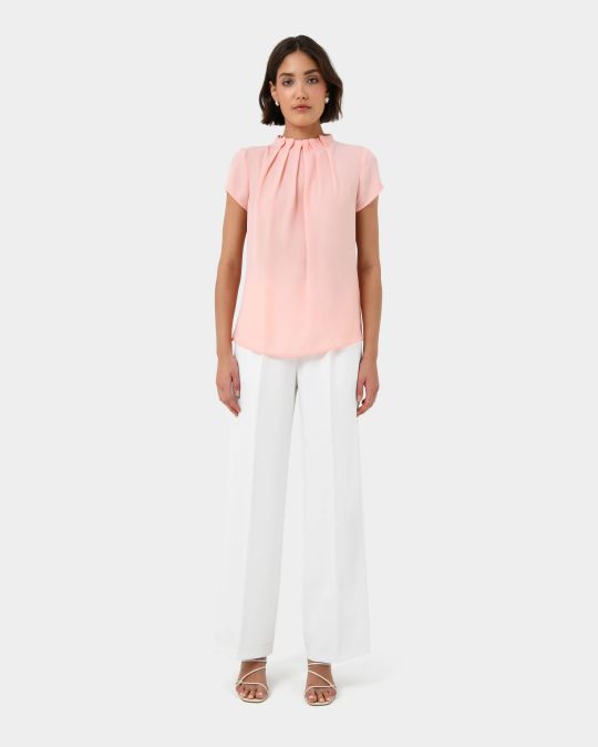 Olivia Pleated High Neck Top