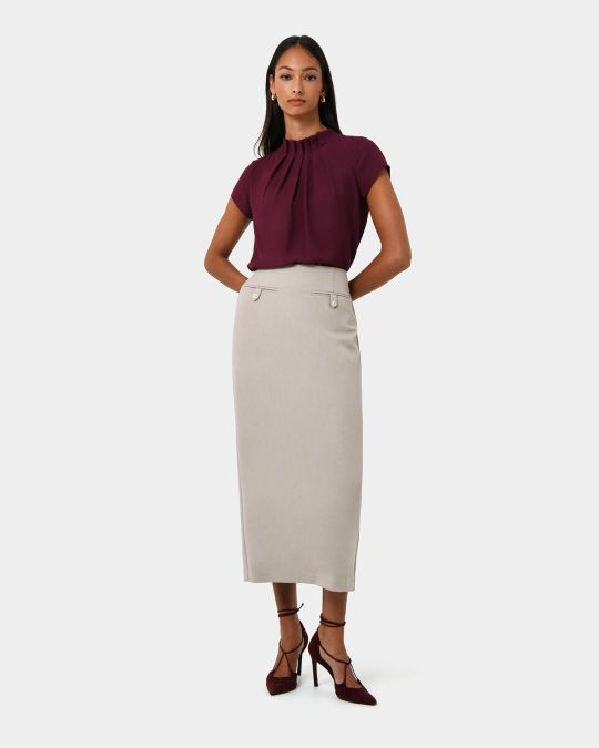 Olivia Pleated High Neck Top