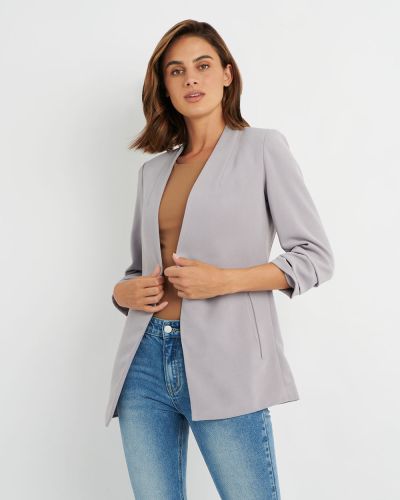 Forcast Clothing, , the Carter Collarless Blazer features a open style that is perfect to throw over any outfit