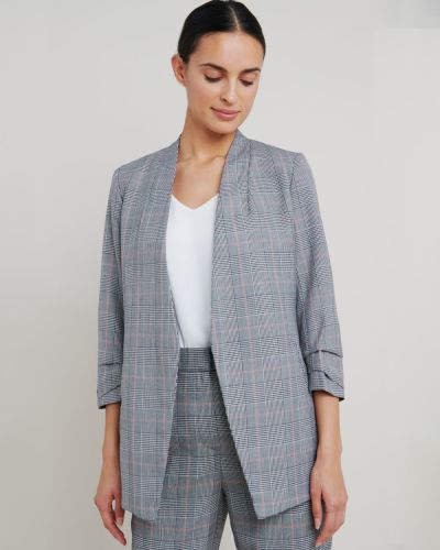 Wilma Collarless Check Blazer