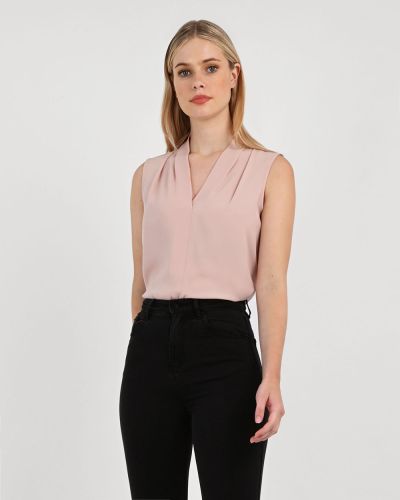 Forcast Clothing, the Alivia V-Neck Top featuring v-neckline with shoulder pleats 