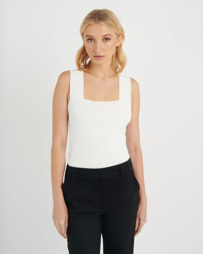 forcast clothing, sleeve less knit, feature back detail, stretchy fabric