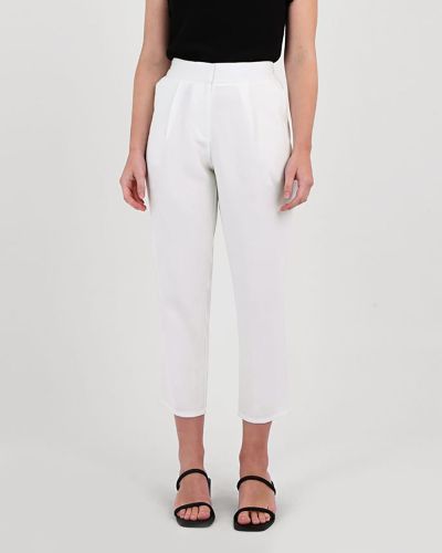 Forcast Clothing, the Lois Front Pleat Pants features elastic back waistband in tapered style