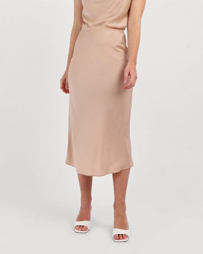 Forcast Clothing, the Jeslyn Slip Skirt. Designed in a classic slip style and featuring silky satin shine