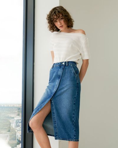 Shelby Crossover Denim Skirt