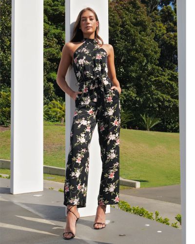 Ava Halterneck Floral Jumpsuit