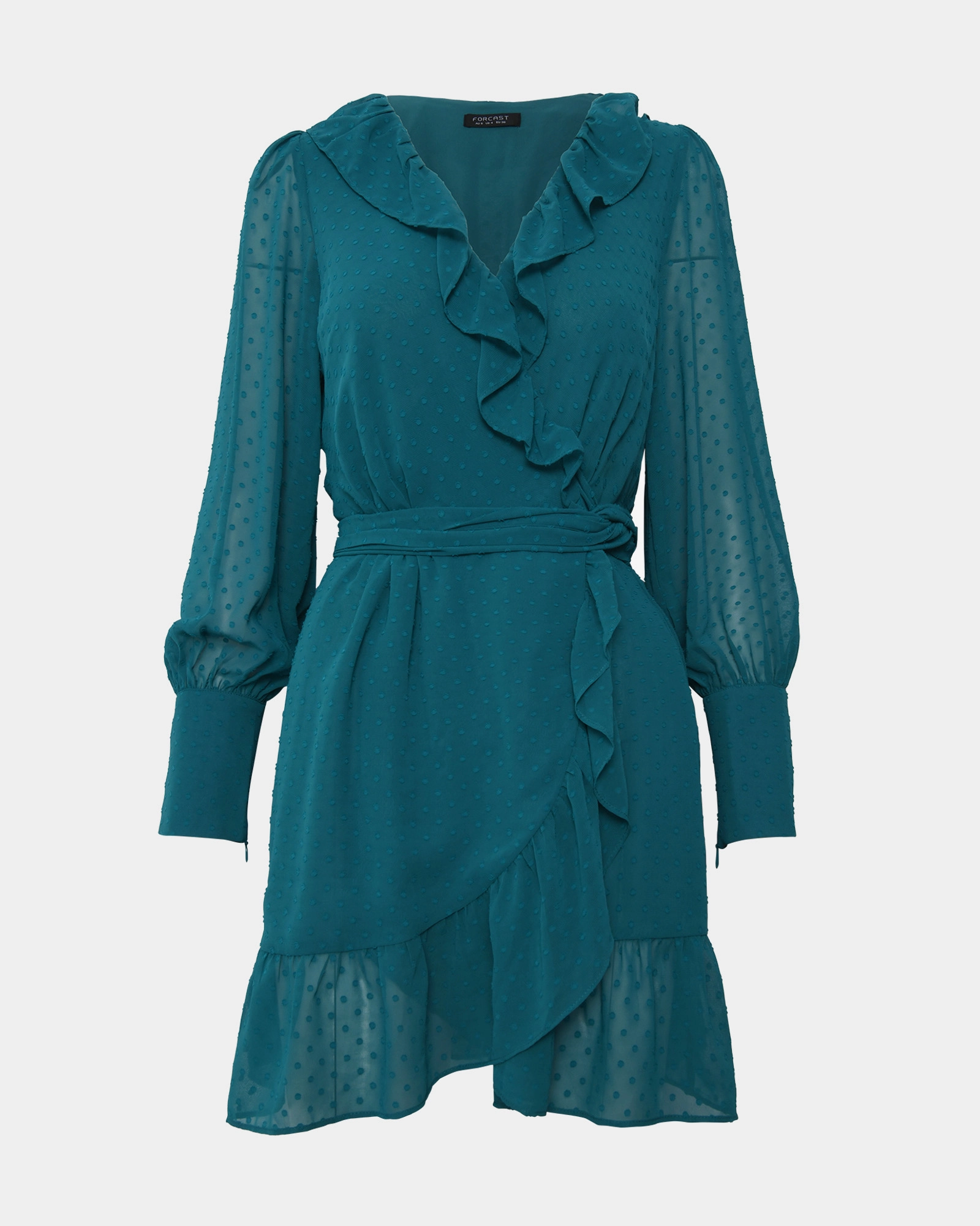 Savina Ruffle Mini Dress | Teal | Forcast - Forcast AU