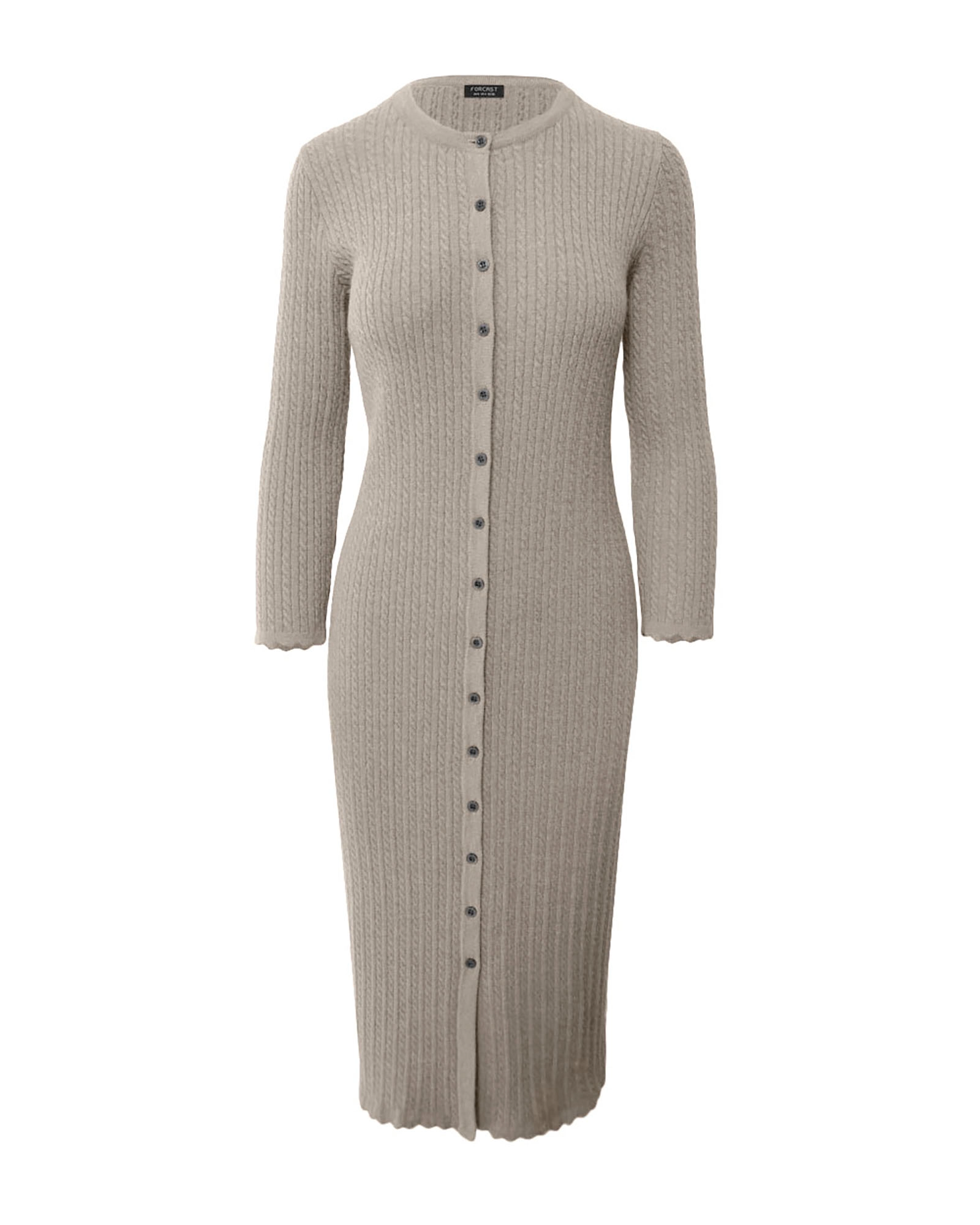 Paislee Cable Buttons Dress - Cobble Stone
